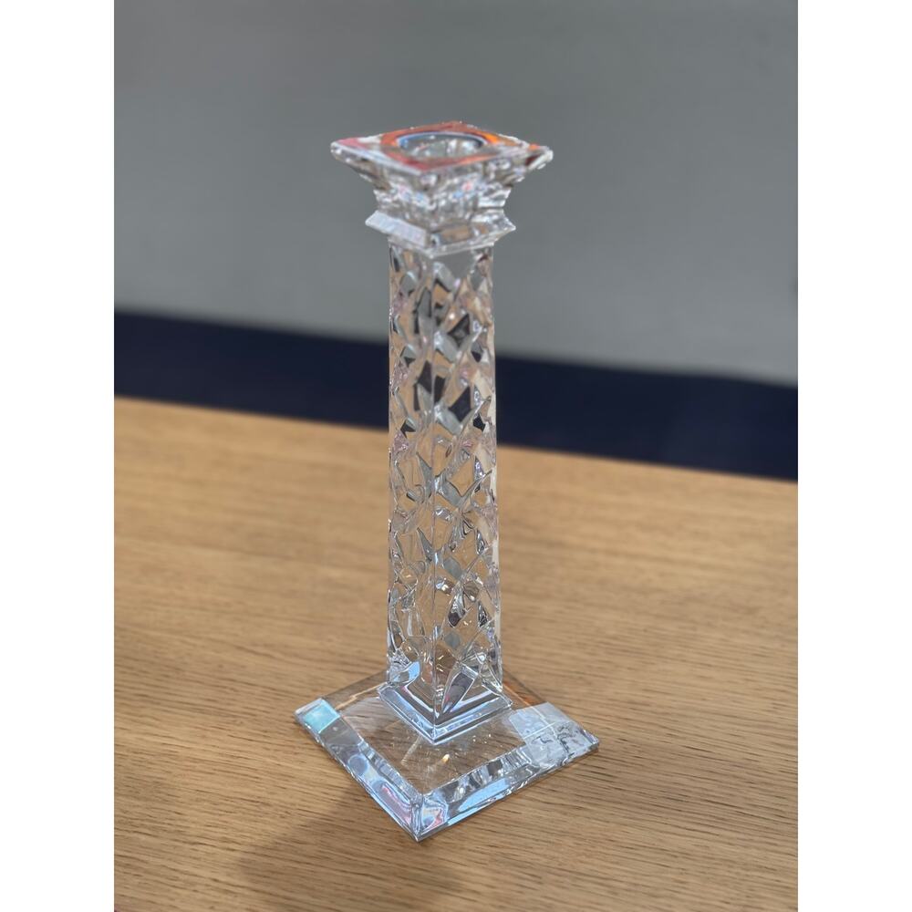 Heavy, 24% Lead Crystal, candle holder 10" tall, Made In Slovenia,